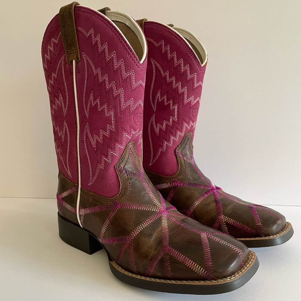 Ariat Kids Pink and Brown Western Cowboy Boots